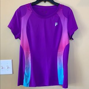 Purple, pink, and blue Fula dry fit t-shirt